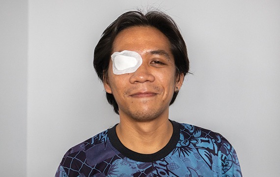 Armon in the Philippines received sight-saving cataract surgery at a cbm-funded hospital.