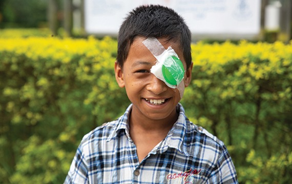 Samarapan in Nepal received sight-saving cataract surgery at a cbm-funded hospital.
