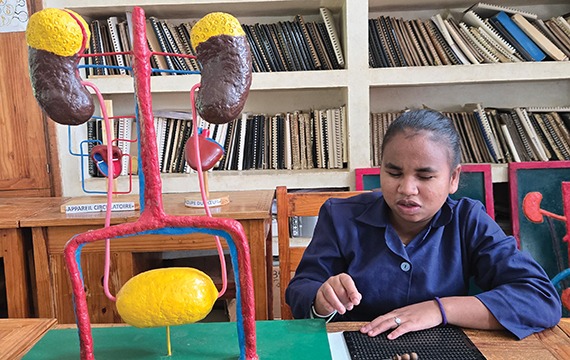Georgine attends the FOFAJA blind school, one of nine cbm-funded Competence Centres in Madagascar.